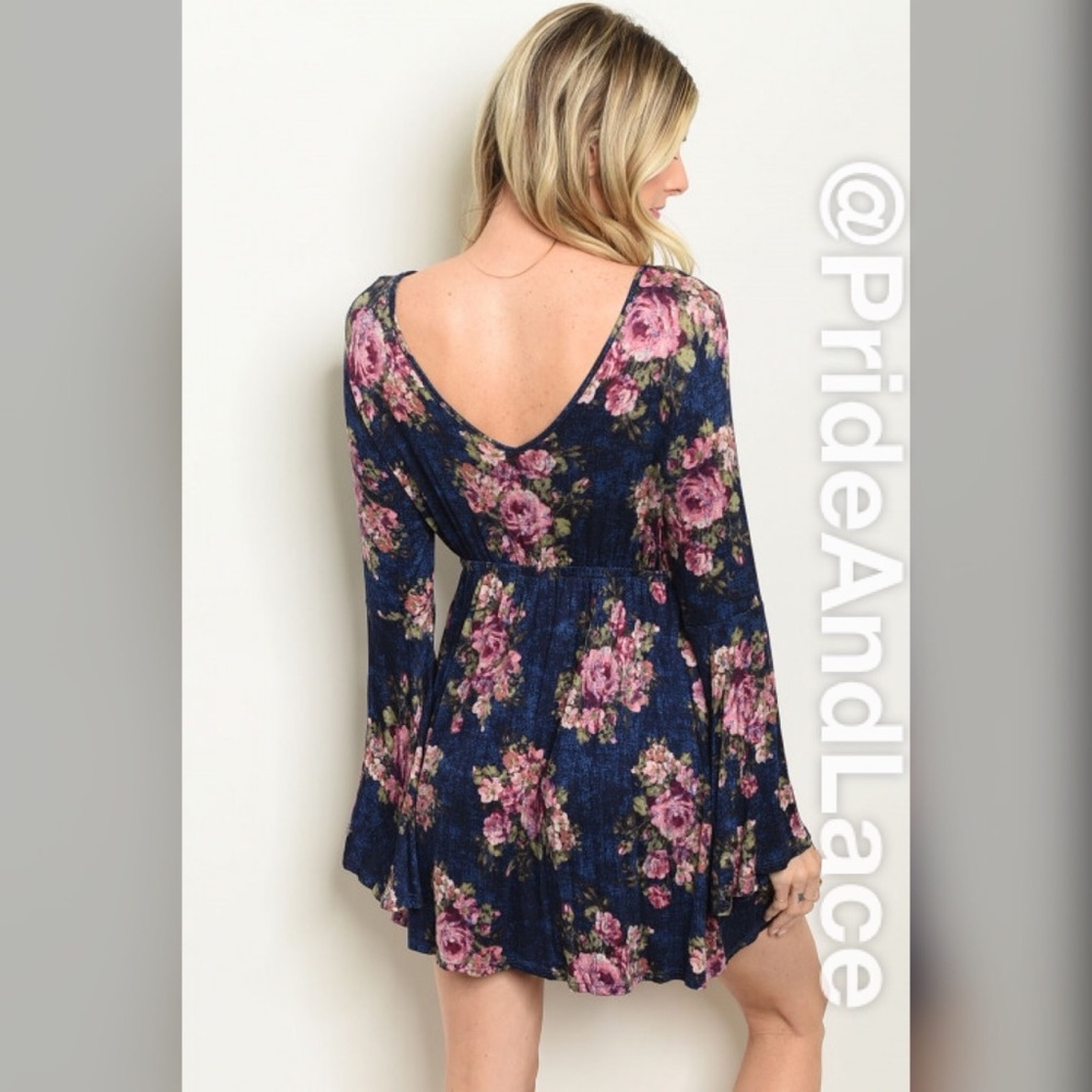 LAST 1️⃣ 🍂 Navy/Pink Floral Dress 🍂 - Picture 2 of 2